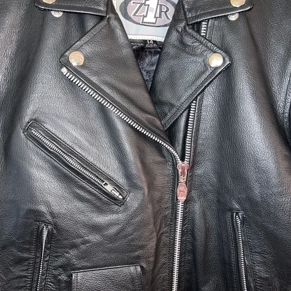 Womens Size 14 Vintage Black Leather Z1R Motorcycle Quilted Jacket - Picture 3 of 9